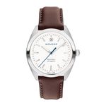 Unisex Heritage Datron Automatic Silver & Chocolate Leather Strap White Dial Product Image