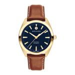 Unisex Heritage Datron Automatic Gold & Cognac Leather Strap Navy Dial Product Image