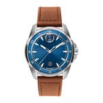 Mens BOLD Verso S Silver & Cognac Leather Strap Watch Blue Dial Product Image