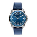 Mens BOLD Verso S Silver & Navy Leather Strap Watch Blue Dial Product Image