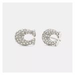 Pave C Stud Earrings, Silver Product Image