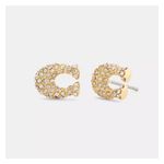 Pave C Stud Earrings, Gold Product Image
