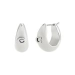 Sculpted C Hoop Earrings, Silver Product Image