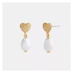 Heart Pearl Drop Earrings Product Image