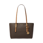 Michael Kors Quinn Medium Signature Logo and Leather Tote Bag Brown/Acorn Product Image