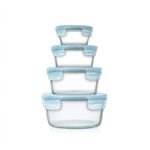 Good Grips 8pc Smart Seal Glass Round Container Set Arctic Blue Product Image