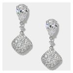 Crushed Pave Double Drop Earrings Silver Product Image
