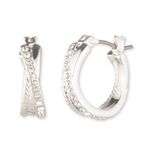 Twisted Rope Pave Hoops, Silver Product Image