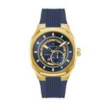 Mens Surveyor Marc Anthony Automatic Gold & Blue HNBR Strap Watch Blue Dial Product Image
