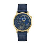 Mens Hudson Chinese Zodiac Gold & Blue Leather Strap Watch Blue Dial Product Image