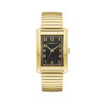 Mens Dress Gold-Tone Stainless Steel Rectangle Dial Black Dial Product Image