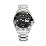 Mens Sport Automatic Silver-Tone Stainless Steel Watch Black Dial Product Image