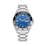 Mens Sport Automatic Silver-Tone Stainless Steel Watch Blue Dial Product Image