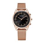 Ladies Connected Pink Gold-Tone Stainless Steel Smartwatch Black Dial Product Image