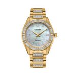 Ladies Silhouette Crystal Gold-Tone Stainless Steel Watch Mother-of-Pearl Dial Product Image