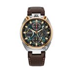 Mens Promaster Tsuno Chrono Racer Brown Leather Strap Watch Green Dial Product Image