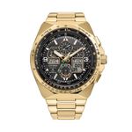 Mens Promaster Skyhawk A-T Eco-Drive Gold-Tone Stainless Steel Watch Black Dial Product Image