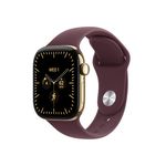 Apple Watch Series 12 GPS + Cellular 42mm Radiant Gold Titanium Case with Burgundy Sport Band - S/M Product Image