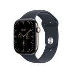 Apple Watch Series 12 GPS + Cellular 46mm Natural Titanium Case with Navy Blue Sport Band - S/M Product Image