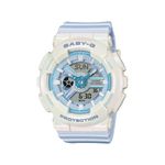 Ladies Baby-G BA-110 Series Ana/Digi White & Light Blue Resin Watch, Blue Dial Product Image