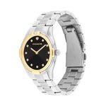 Ladies Brooks Two-Tone Stainless Steel Crystal Watch Black Dial Product Image