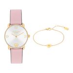 Ladies Elliot Blush Leather Watch & Heart Bracelet Gift Set Product Image