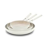 Alto Ceramic Nonstick 3pc Fry Pan Set, Cream Product Image