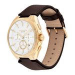 Mens Jackson Chronograph Gold & Dark Brown Leather Strap Watch Silver Dial Product Image
