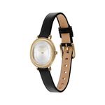 Ladies Harlow Gold & Black Leather Strap Watch Silver Dial Product Image
