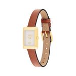 Ladies Mara Gold & Brown Leather Strap Watch Chalk Dial Product Image