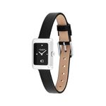 Ladies Mara Silver & Black Leather Strap Watch Black Dial Product Image