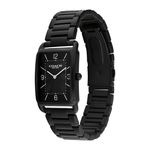 Unisex Elliot Black Ion-Plated Stainless Steel Rectangle Watch Black Dial Product Image