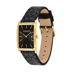 Unisex Elliot Gold & Black Coach Canvas Strap Rectangle Watch Black Dial Product Image