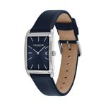 Unisex Elliot Silver & Navy Leather Strap Rectangle Watch Silver Dial Product Image