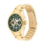 Mens Jackson Chronograph Gold-Tone Stainless Steel Watch Green Skeleton Dial Product Image