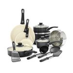 16pc Soft Grip Nonstick Cookware Set, Black Product Image