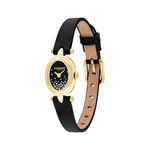 Ladies Sammy Gold & Black Leather Strap Watch Black Crystal Dial Product Image