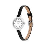 Ladies Iris Silver & Black Leather Strap Watch White Dial Product Image