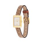 Ladies Mara Gold & Tan Coach Signature Leather Strap Watch Chalk Dial Product Image