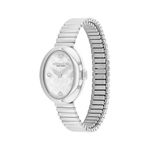 Ladies Sammy Silver-Tone Stainless Steel Stretch Watch White Dial Product Image