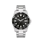 Mens Corporate Collection Silver-Tone Stainless Steel Watch Black Dial Product Image
