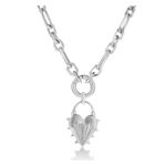 Spiked Heart Necklace w/ Chunky Chain Silver Product Image