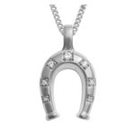 White Sapphire Horseshoe Necklace Silver Product Image