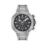 Mens T-Race Chronograph Gray Stainless Steel Watch Black Dial Product Image