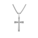 Icon Sterling Silver & Damascus Steel Cross Pendant Necklace 24"-26" Product Image