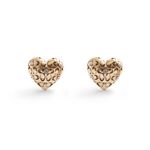 Quilted C Heart Stud Earrings Gold Product Image