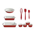 10pc Ceramic Stoneware Baking Set Holiday Red Product Image