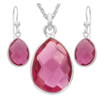 Antwerp Silver Sterling Silver Pink Quartz Earrings and Necklace Set Product Image