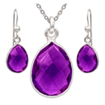 Antwerp Silver Sterling Silver Amethyst Earrings and Necklace Set Product Image