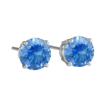 Antwerp Silver Sterling Silver Cubic Zirconia Blue Royal Stud Earrings Product Image